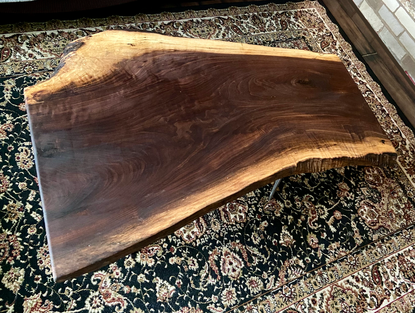 QUICK SHIP-Curved Live Edge Walnut Coffee Table|Live Edge Wood Coffee Table|Natural Edge Black Walnut Table|Live Edge Rustic Walnut Table