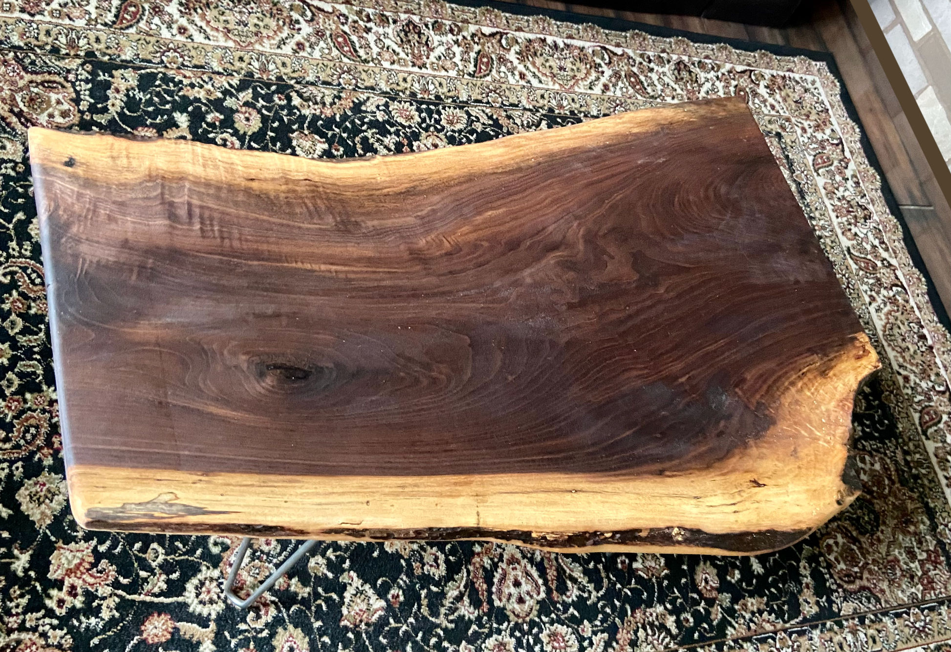 QUICK SHIP-Curved Live Edge Walnut Coffee Table|Live Edge Wood Coffee Table|Natural Edge Black Walnut Table|Live Edge Rustic Walnut Table