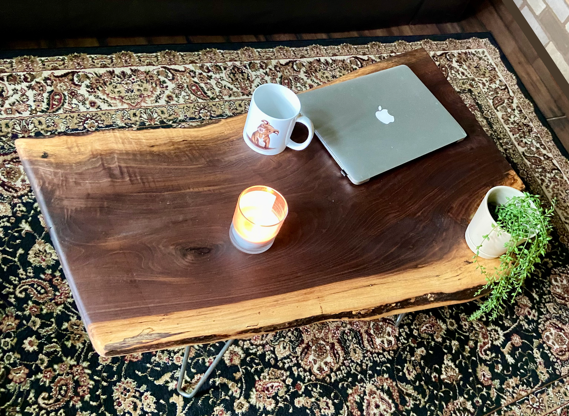 QUICK SHIP-Curved Live Edge Walnut Coffee Table|Live Edge Wood Coffee Table|Natural Edge Black Walnut Table|Live Edge Rustic Walnut Table