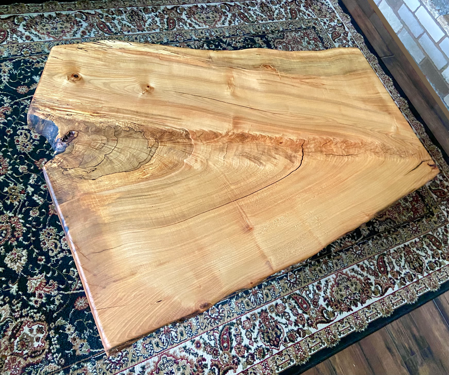 Live Edge Forked Maple Table w/ Beautiful Fiddleback Character|Large Natural Live Edge Spalted Maple Table|Modern Rustic Coffee Table