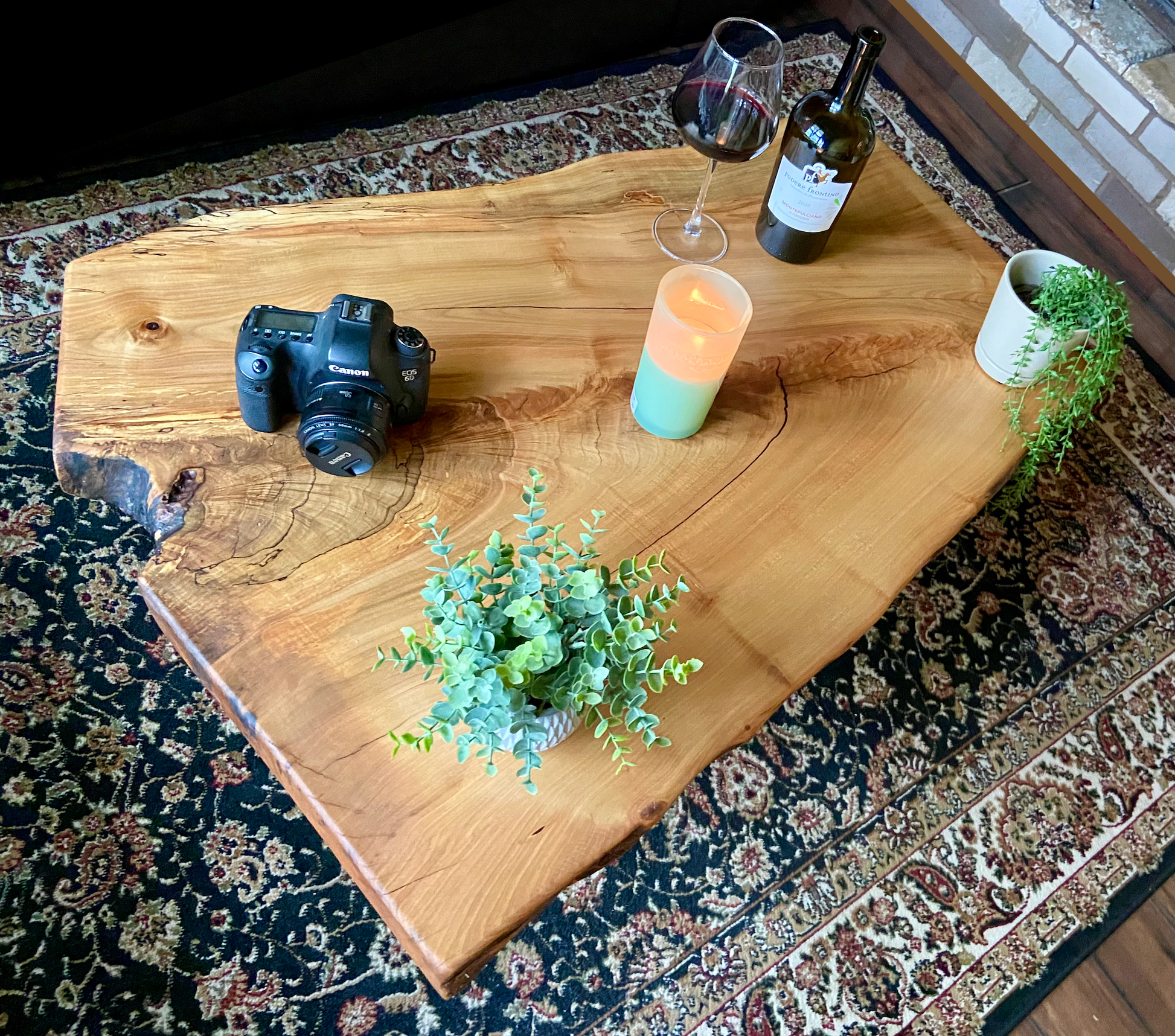 Live Edge Forked Maple Table w/ Beautiful Fiddleback Character|Large Natural Live Edge Spalted Maple Table|Modern Rustic Coffee Table