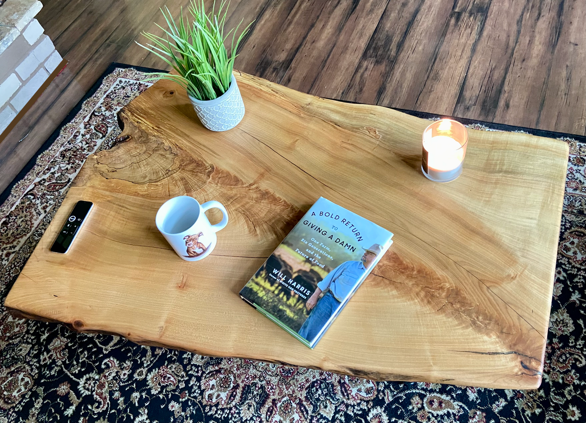 Live Edge Forked Maple Table w/ Beautiful Fiddleback Character|Large Natural Live Edge Spalted Maple Table|Modern Rustic Coffee Table