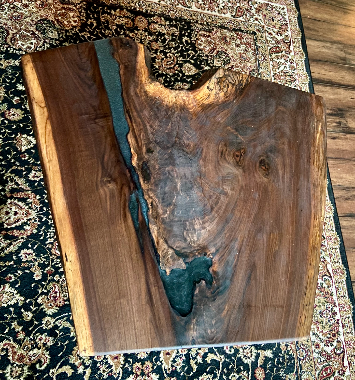 Naturally Forked Live Edge Walnut Coffee Table|Rustic Live Edge Epoxy Table|Live Edge Black Walnut Wood Coffee Table|Rustic Display Table