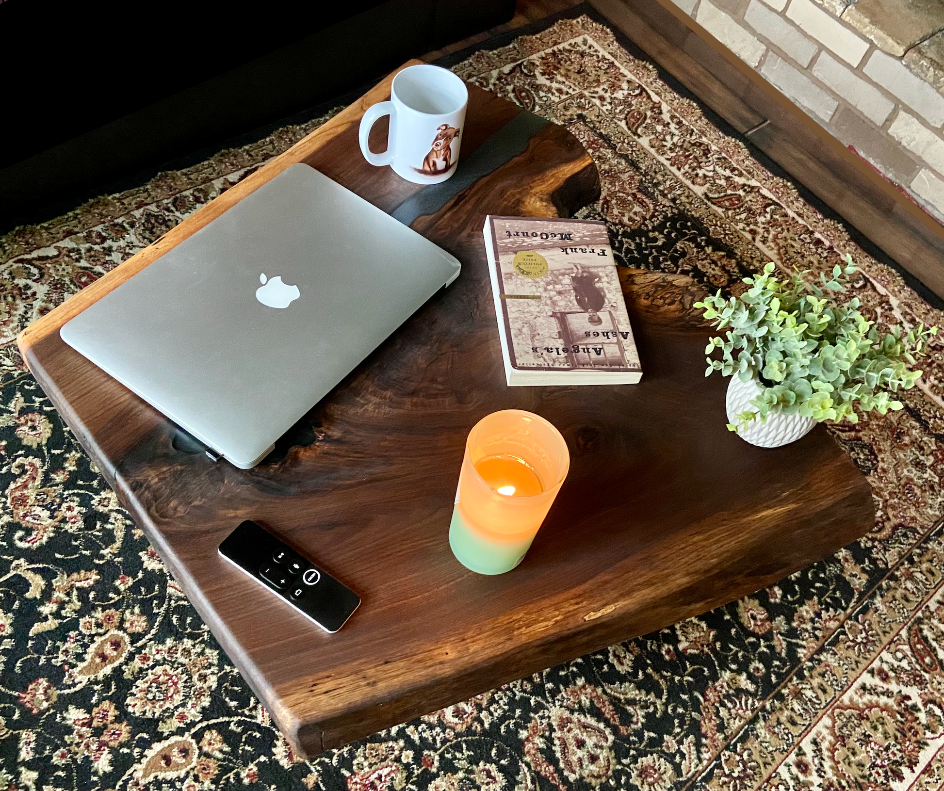 Naturally Forked Live Edge Walnut Coffee Table|Rustic Live Edge Epoxy Table|Live Edge Black Walnut Wood Coffee Table|Rustic Display Table