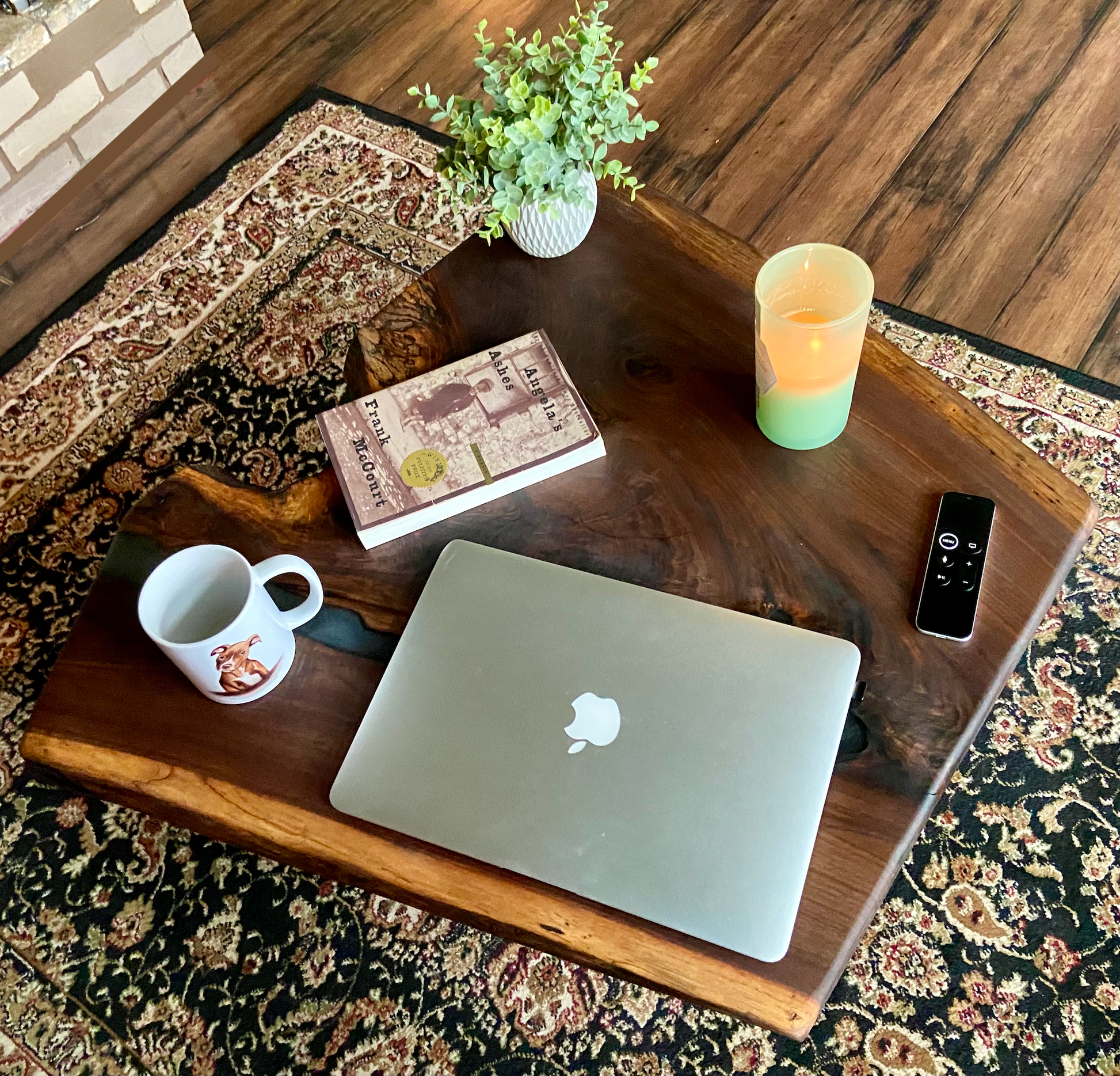 Naturally Forked Live Edge Walnut Coffee Table|Rustic Live Edge Epoxy Table|Live Edge Black Walnut Wood Coffee Table|Rustic Display Table