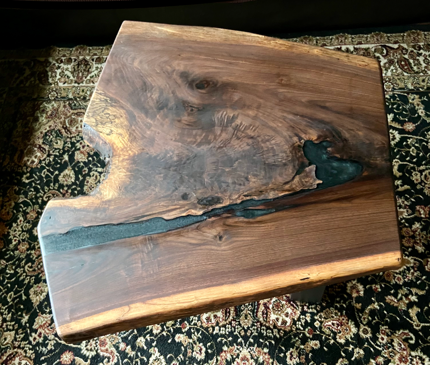 Naturally Forked Live Edge Walnut Coffee Table|Rustic Live Edge Epoxy Table|Live Edge Black Walnut Wood Coffee Table|Rustic Display Table