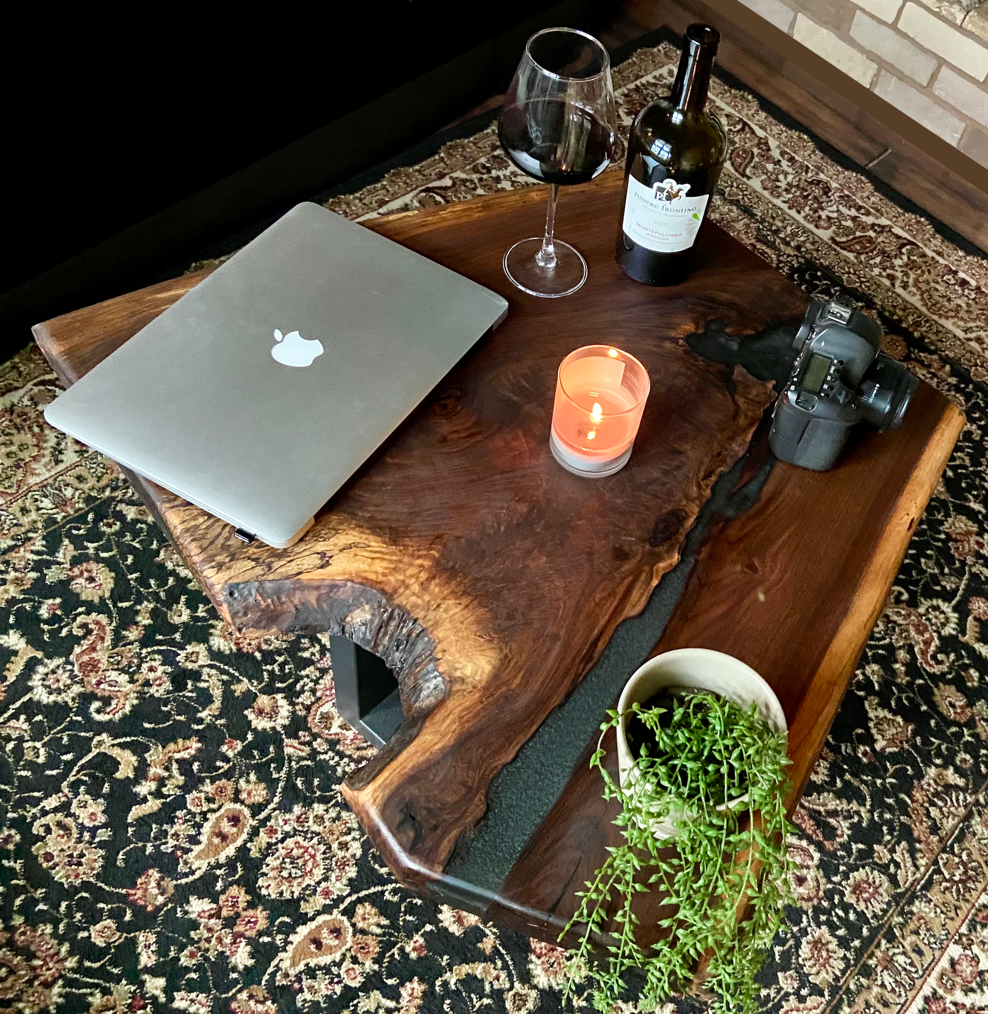 Naturally Forked Live Edge Walnut Coffee Table|Rustic Live Edge Epoxy Table|Live Edge Black Walnut Wood Coffee Table|Rustic Display Table