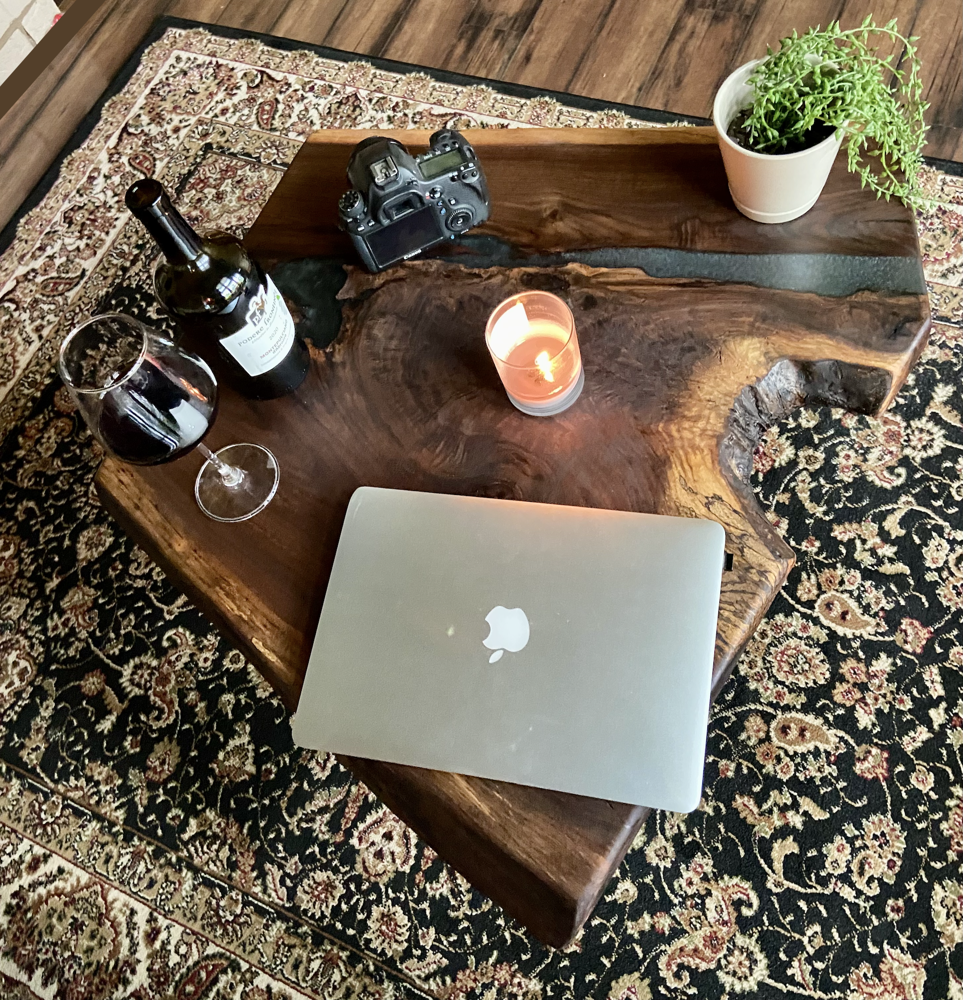 Naturally Forked Live Edge Walnut Coffee Table|Rustic Live Edge Epoxy Table|Live Edge Black Walnut Wood Coffee Table|Rustic Display Table