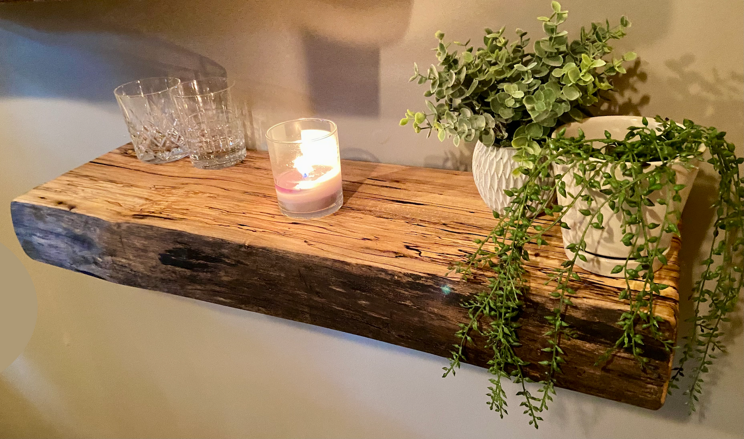 Chunky Live Edge Spalted Maple Mini Mantel|Floating Maple Mantel|Live Edge Floating Shelf|Thick Live Edge Mantel|Live Edge Floating Shelf