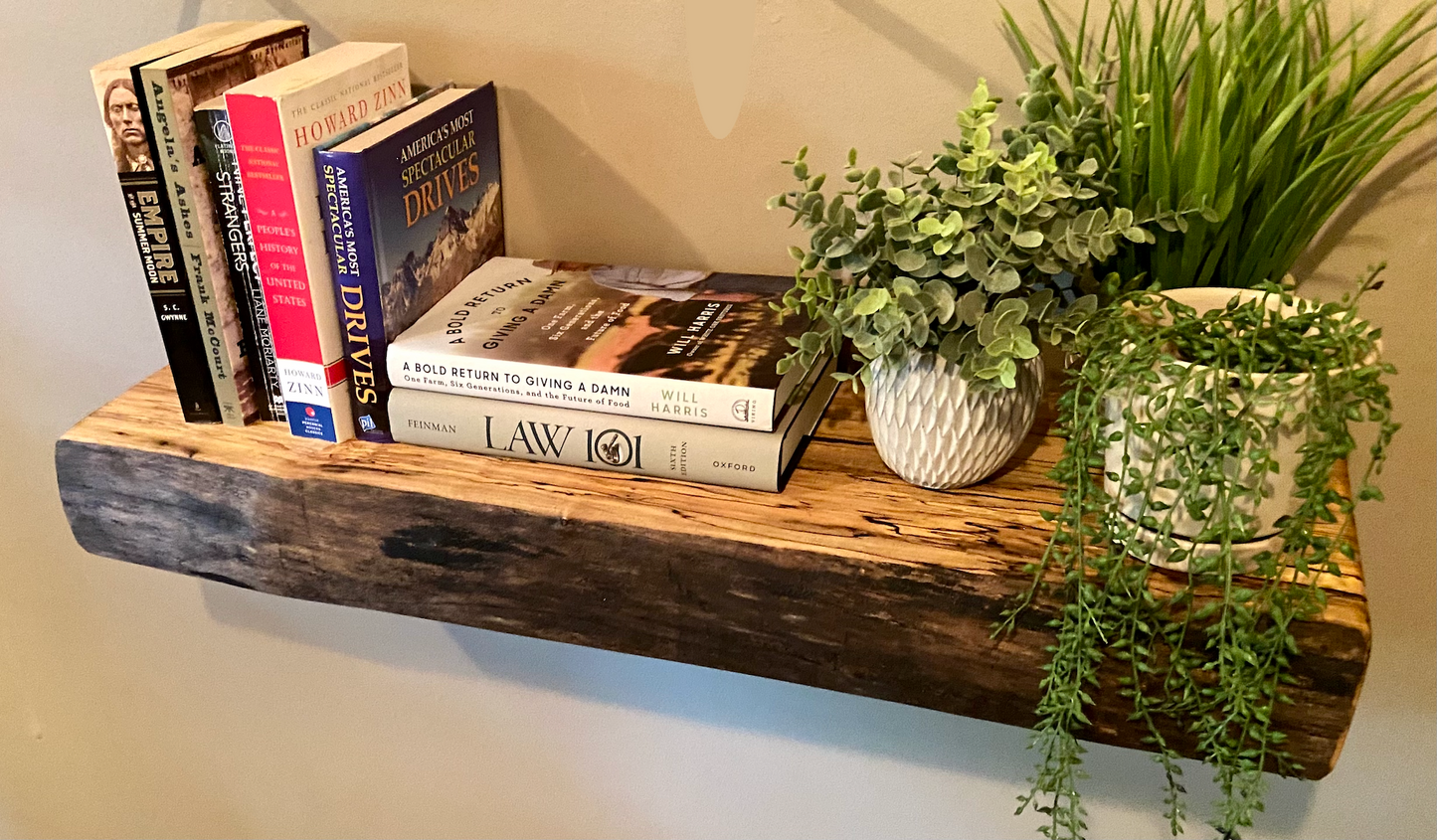 Chunky Live Edge Spalted Maple Mini Mantel|Floating Maple Mantel|Live Edge Floating Shelf|Thick Live Edge Mantel|Live Edge Floating Shelf