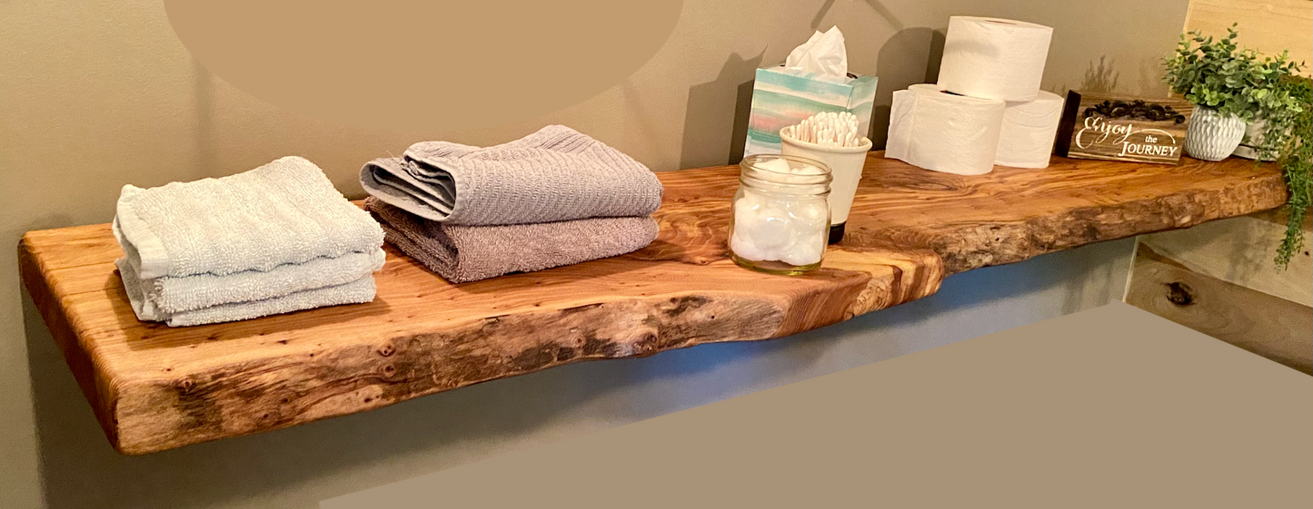 6 Foot Live Edge English Chestnut Floating Shelf|Natural Edge Chestnut Wood Shelf|Live Edge Rustic Display Shelf|Live Edge Floating Mantel