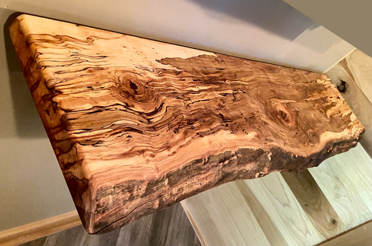 BISBEE Collection - Customizable Live Edge Spalted Maple or Ambrosia Maple Wood Floating Shelves