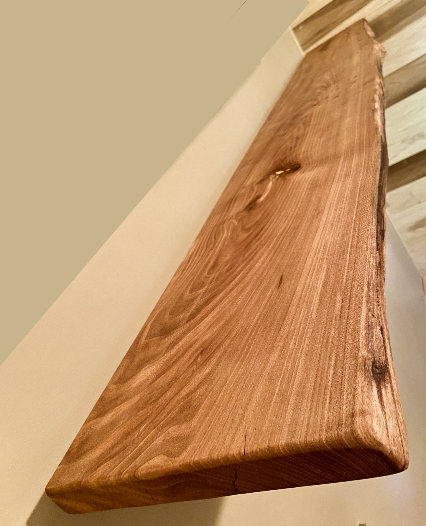 Live Edge English Chestnut Wood Customizable Floating Shelves