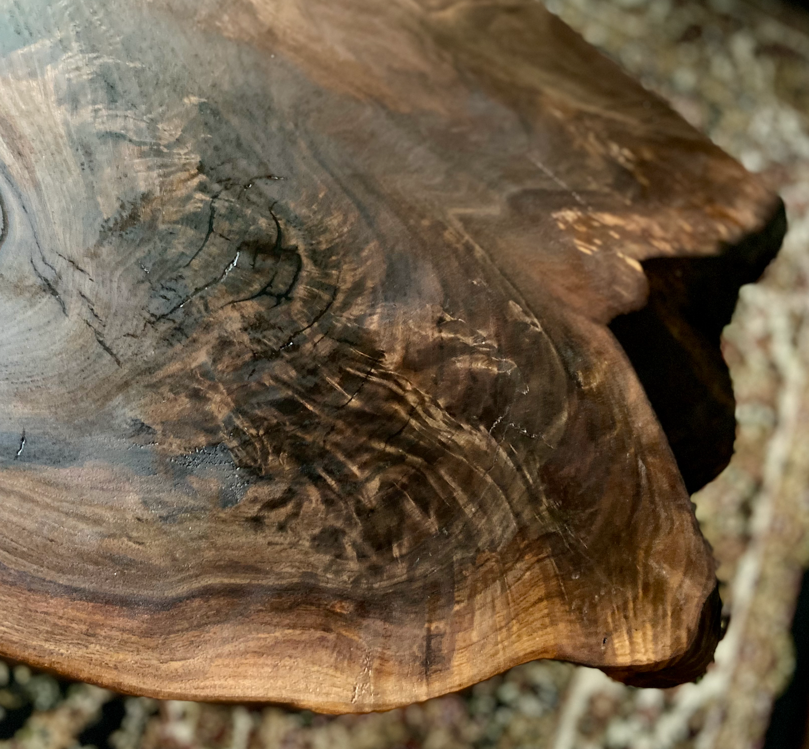 Beautiful Curved Live Edge Walnut Coffee Table|Live Edge Wood Coffee Table|Natural Edge Black Walnut Table|Live Edge Rustic Walnut Table