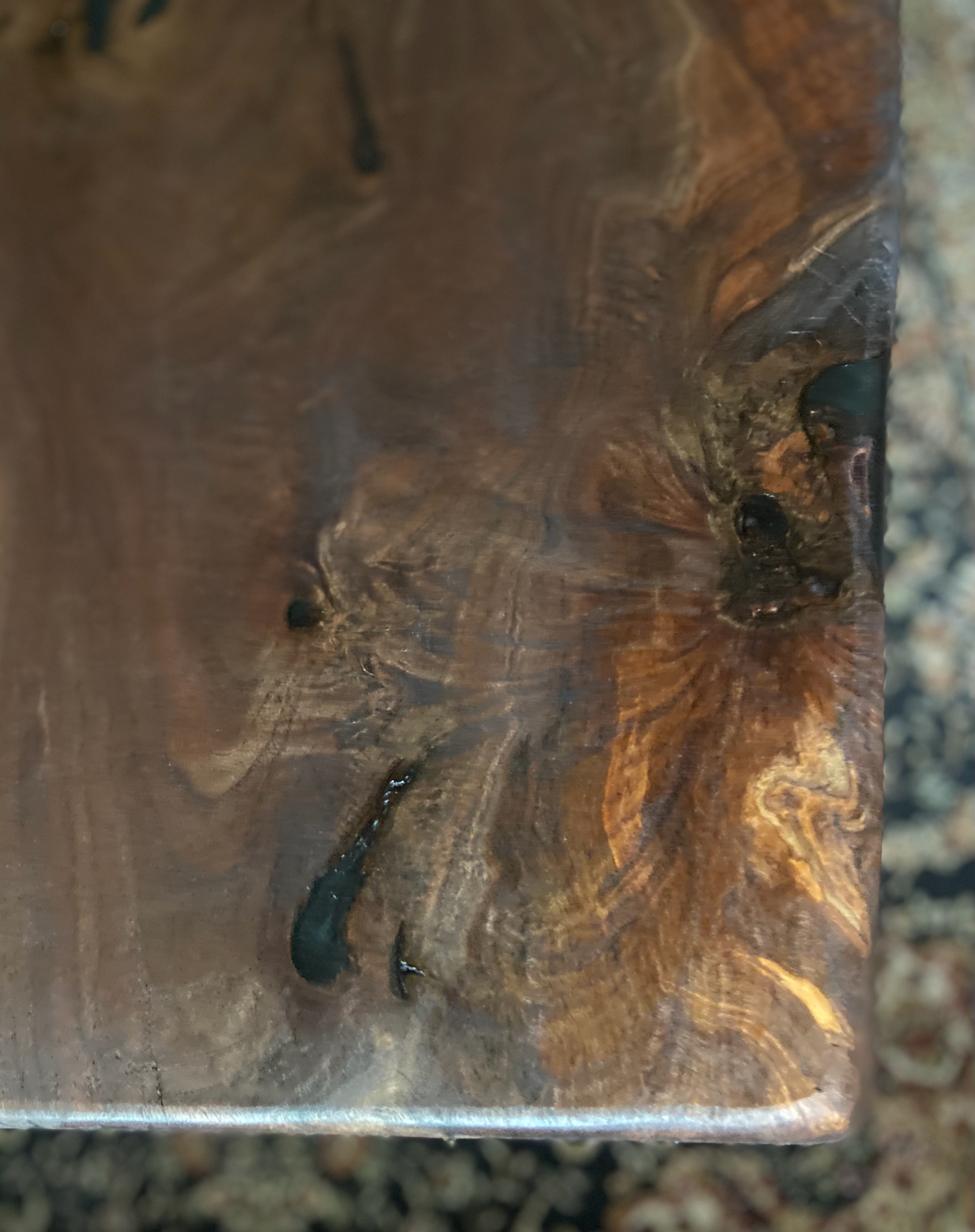 Beautiful Curved Live Edge Walnut Coffee Table|Live Edge Wood Coffee Table|Natural Edge Black Walnut Table|Live Edge Rustic Walnut Table