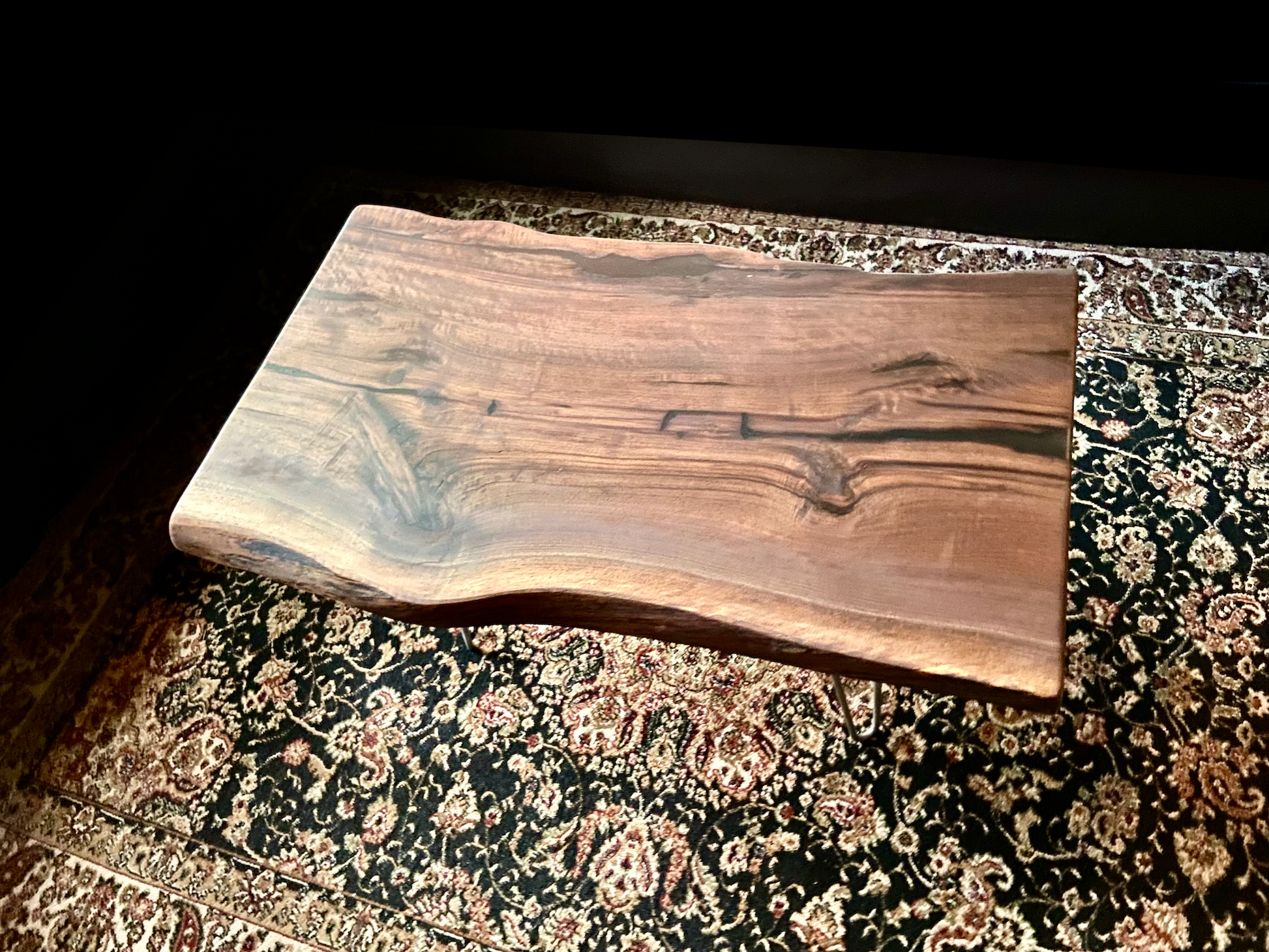 Beautiful Wavy Live Edge Walnut Coffee Table|Live Edge Wood Coffee Table|Natural Edge Black Walnut Table|Live Edge Rustic Walnut Table