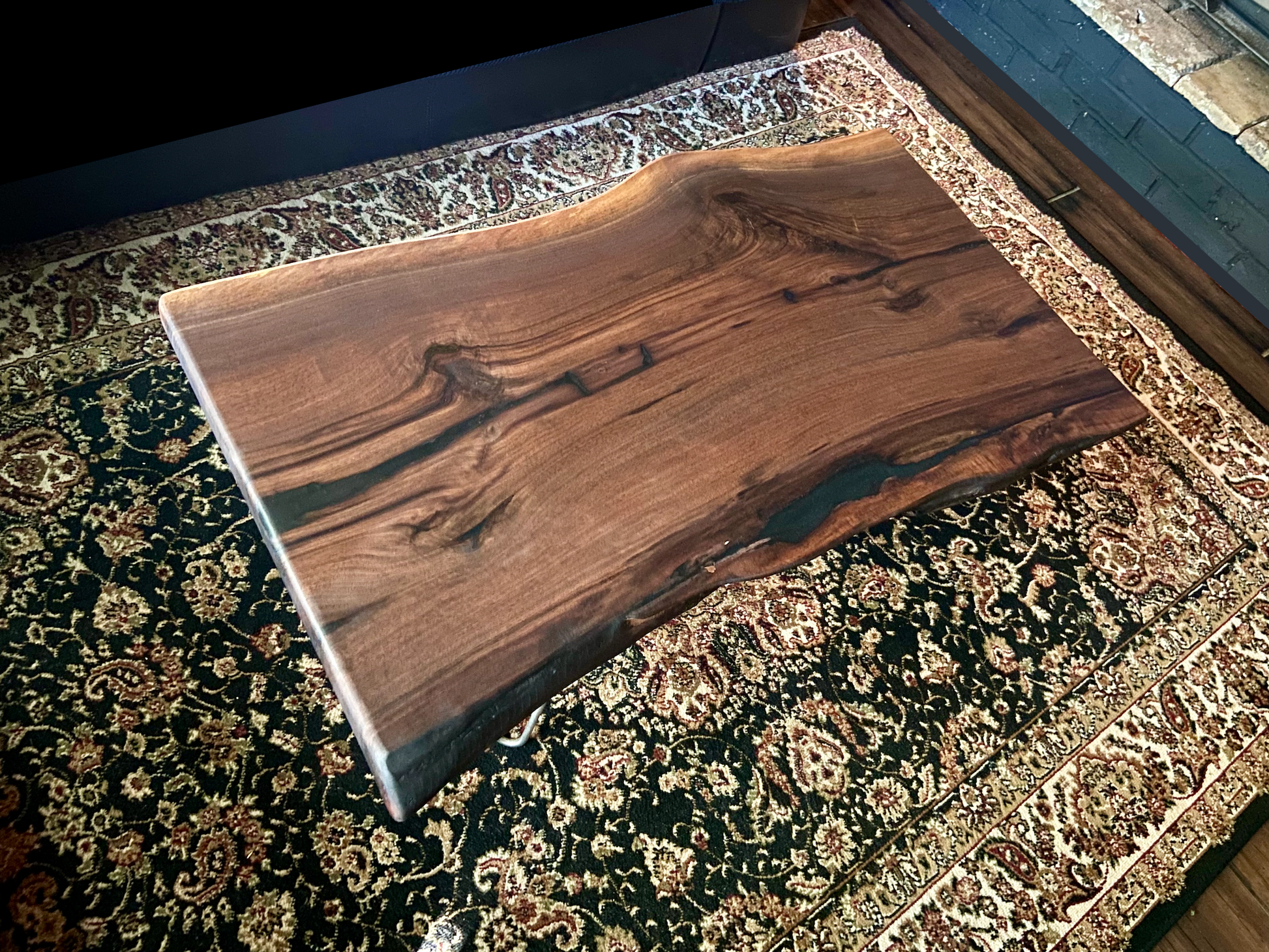 Beautiful Wavy Live Edge Walnut Coffee Table|Live Edge Wood Coffee Table|Natural Edge Black Walnut Table|Live Edge Rustic Walnut Table