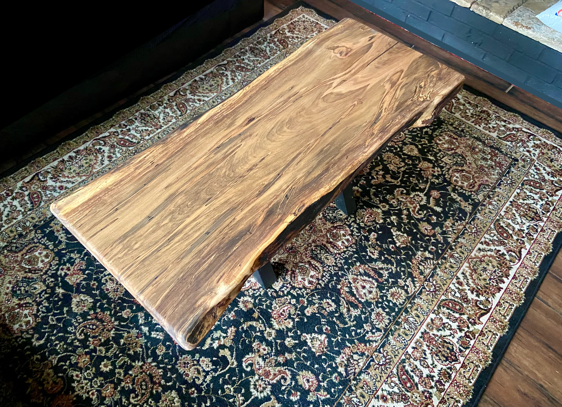 Midsize Live Edge Wormy Ambrosia Maple Coffee Table|Live Edge Maple Table|Large Wormy Maple Coffee Table|Live Edge Spalted Wood Coffee Table