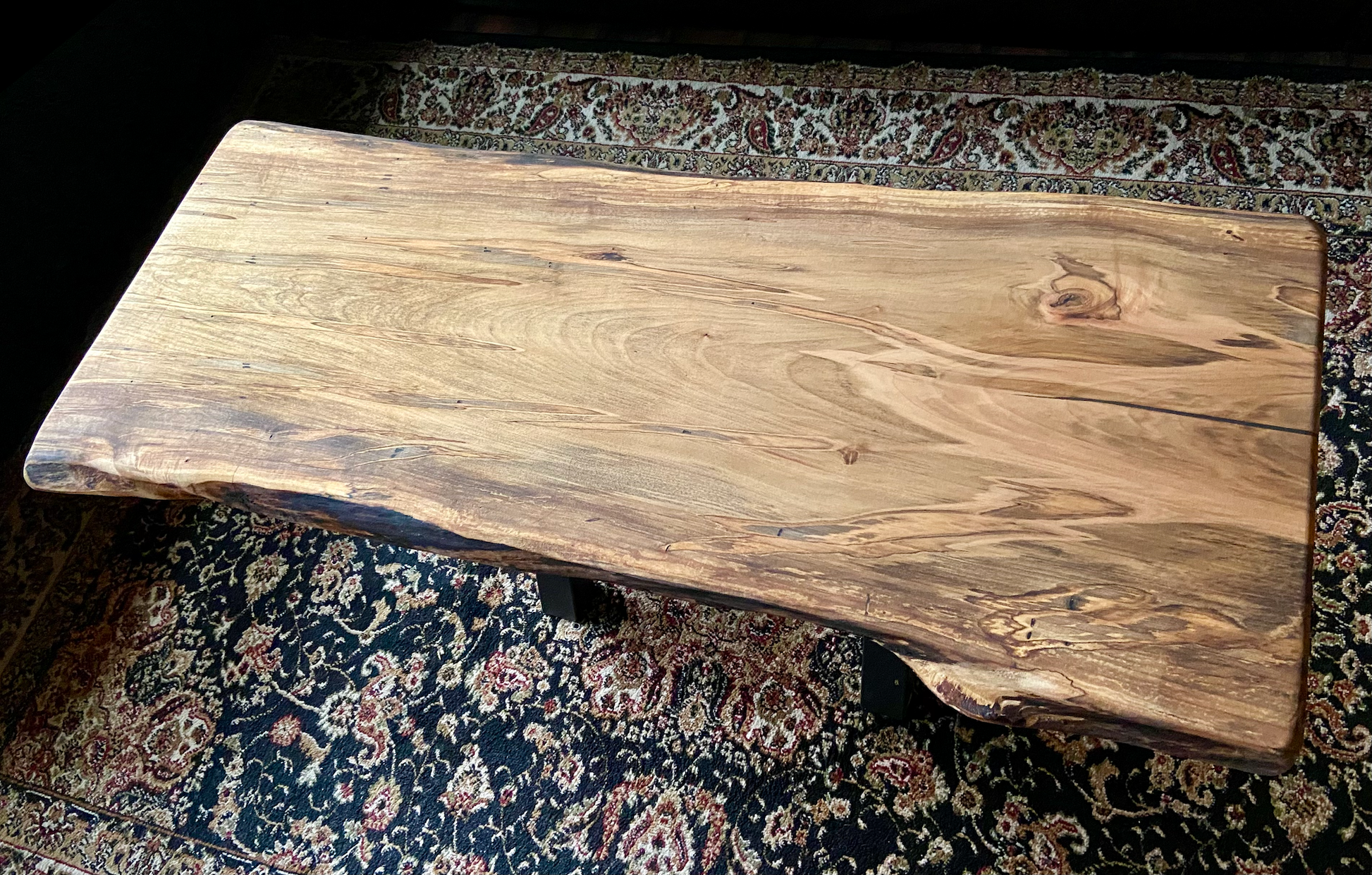 Midsize Live Edge Wormy Ambrosia Maple Coffee Table|Live Edge Maple Table|Large Wormy Maple Coffee Table|Live Edge Spalted Wood Coffee Table