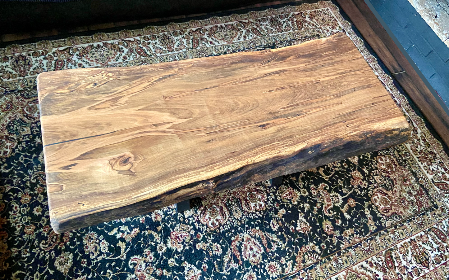 Midsize Live Edge Wormy Ambrosia Maple Coffee Table|Live Edge Maple Table|Large Wormy Maple Coffee Table|Live Edge Spalted Wood Coffee Table