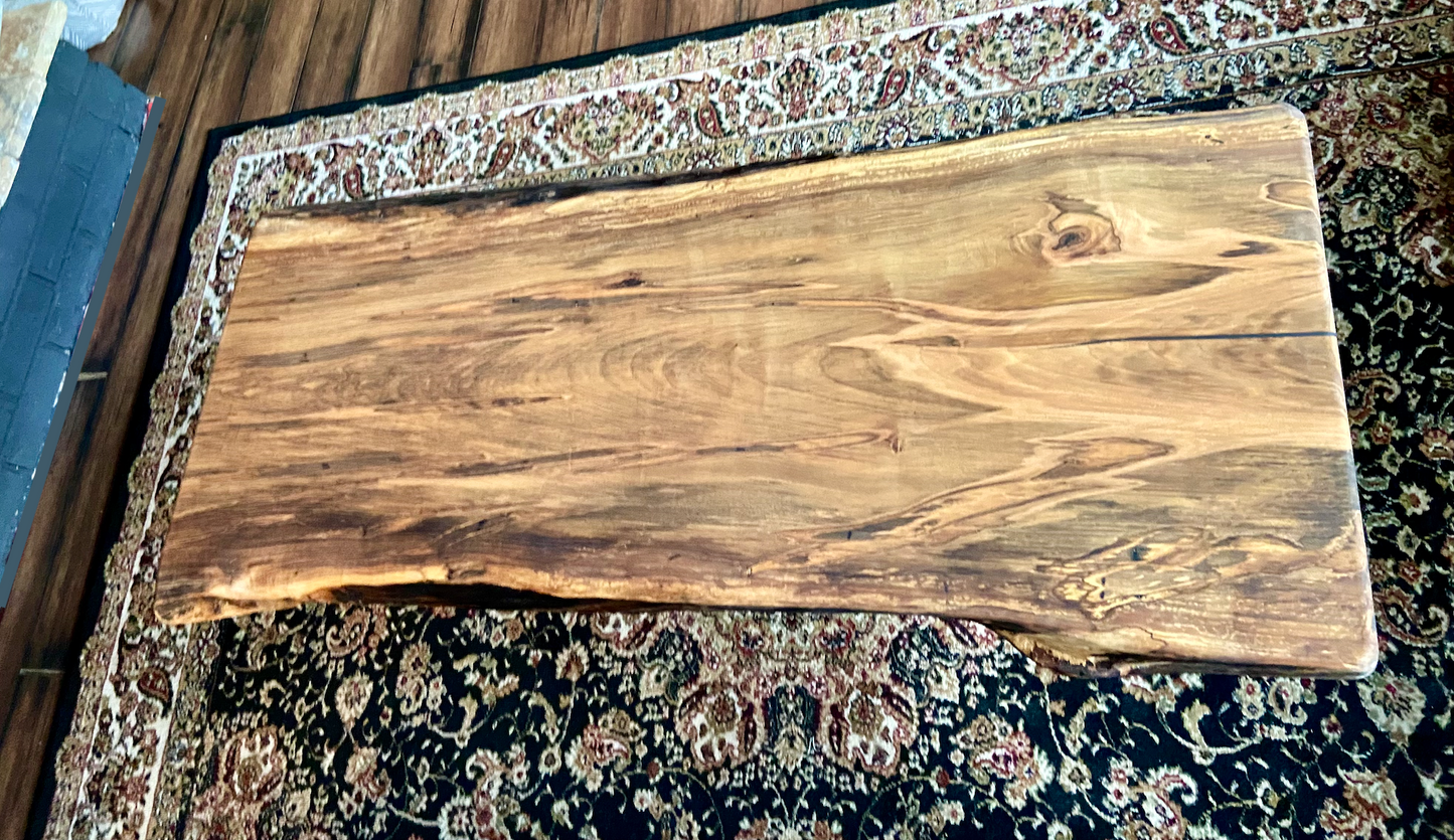 Midsize Live Edge Wormy Ambrosia Maple Coffee Table|Live Edge Maple Table|Large Wormy Maple Coffee Table|Live Edge Spalted Wood Coffee Table