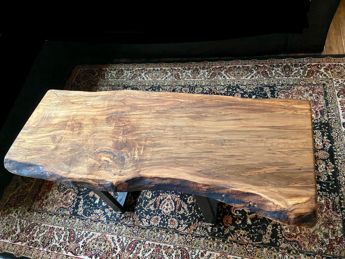 Large Wormy Ambrosia Maple Live Edge Coffee Table|Live Edge Spalted Coffee Table|Large Maple Wood Coffee Table|Live Edge Rustic Coffee Table