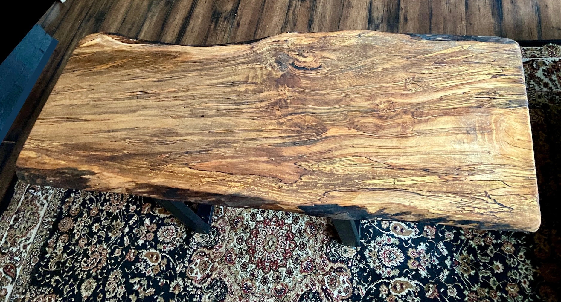 Large Wormy Ambrosia Maple Live Edge Coffee Table|Live Edge Spalted Coffee Table|Large Maple Wood Coffee Table|Live Edge Rustic Coffee Table