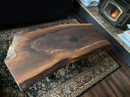 Naturally Round Live Edge Walnut Rustic Coffee Table|Round Wood Table|Round Walnut Table|Large Rustic Table|Large Wood Coffee Table