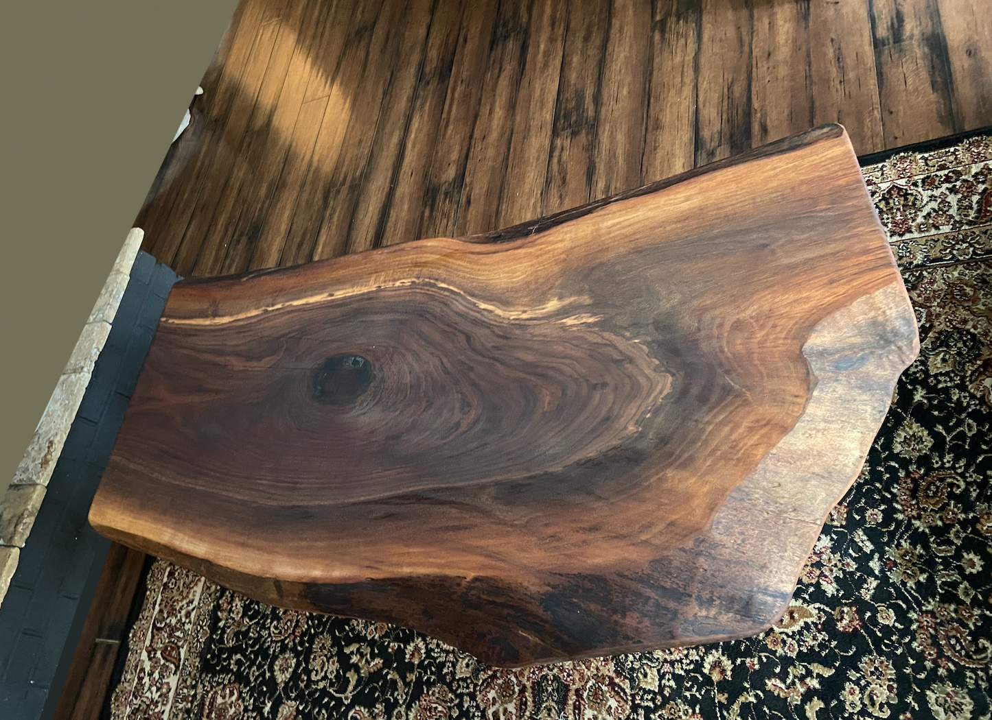 Naturally Round Live Edge Walnut Rustic Coffee Table|Round Wood Table|Round Walnut Table|Large Rustic Table|Large Wood Coffee Table