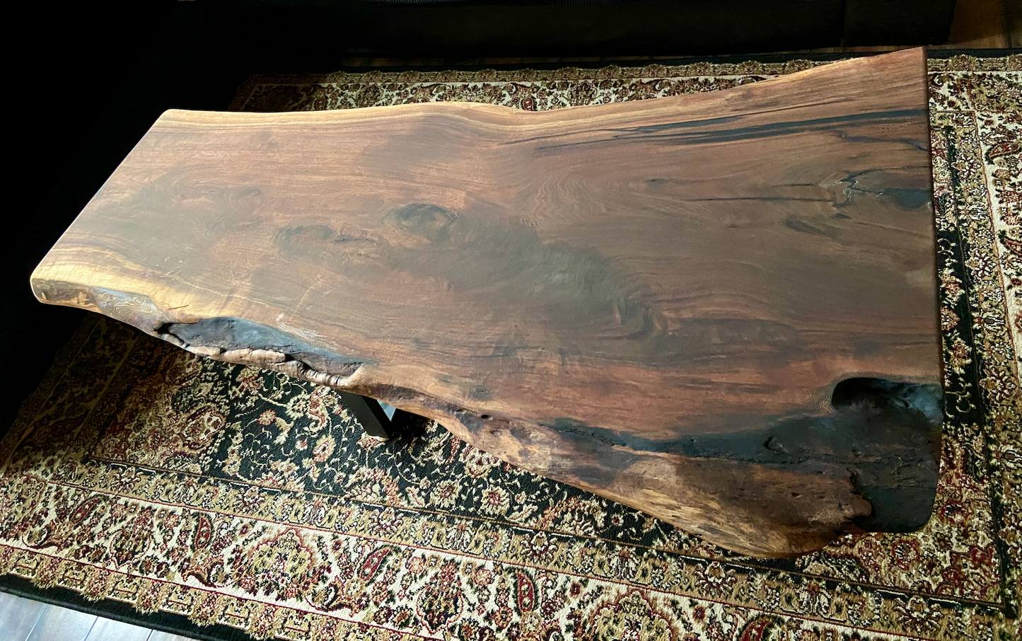 Natural Live Edge Walnut Coffee Table|Large Live Edge Coffee Table|Wavy Black Walnut Table|Rustic Live Edge Table|Natural Edge Coffee Table