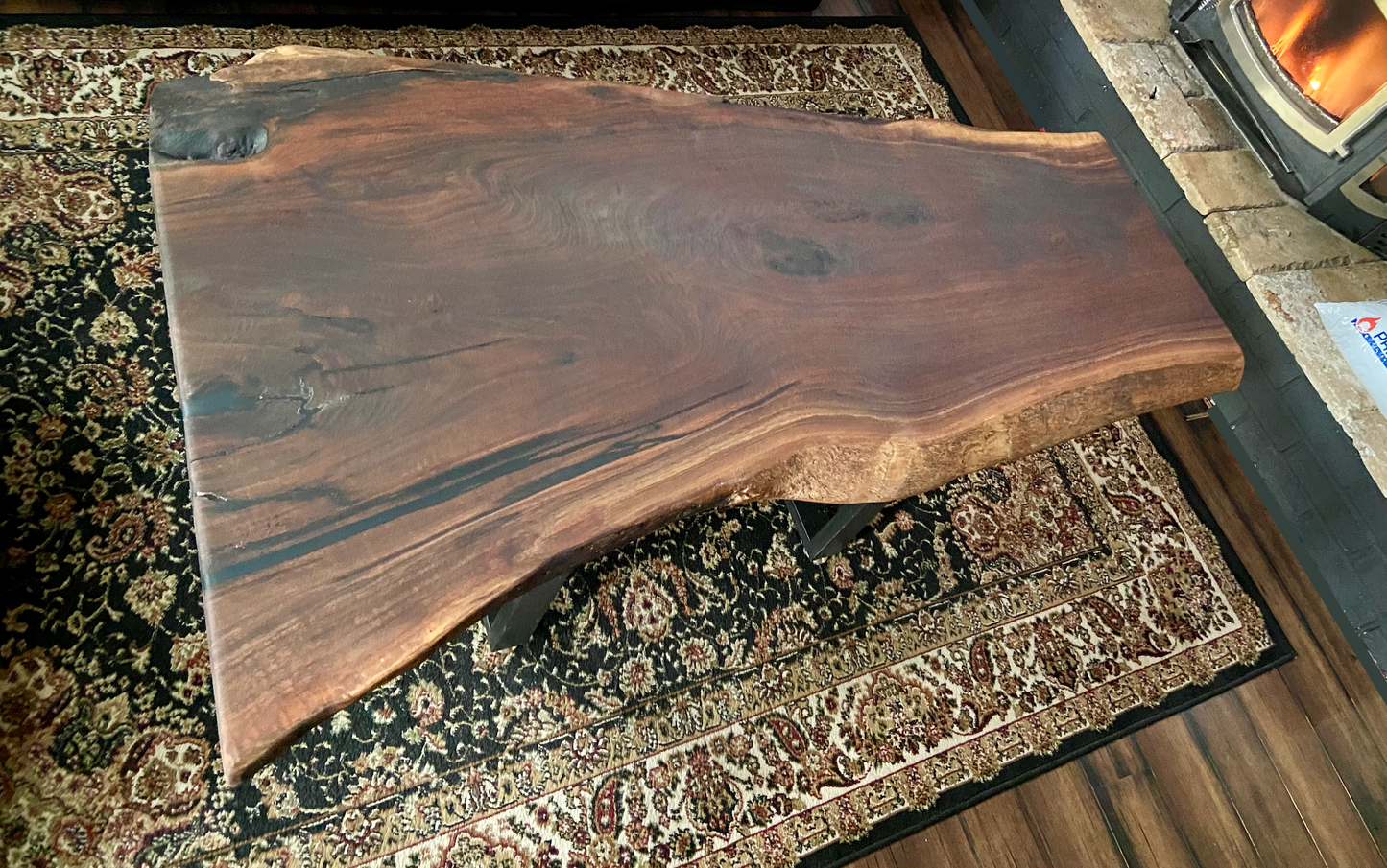 Natural Live Edge Walnut Coffee Table|Large Live Edge Coffee Table|Wavy Black Walnut Table|Rustic Live Edge Table|Natural Edge Coffee Table