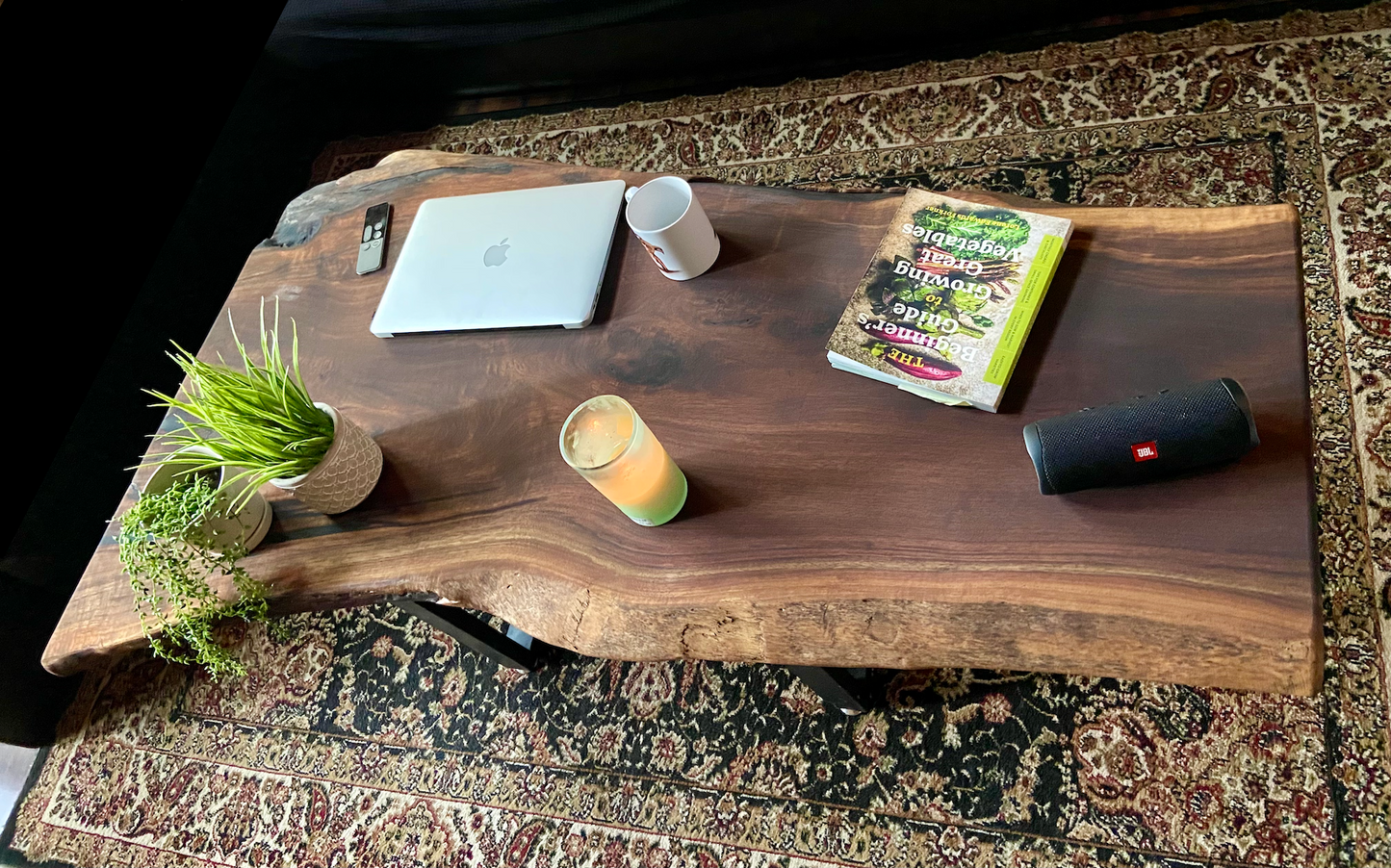 Natural Live Edge Walnut Coffee Table|Large Live Edge Coffee Table|Wavy Black Walnut Table|Rustic Live Edge Table|Natural Edge Coffee Table