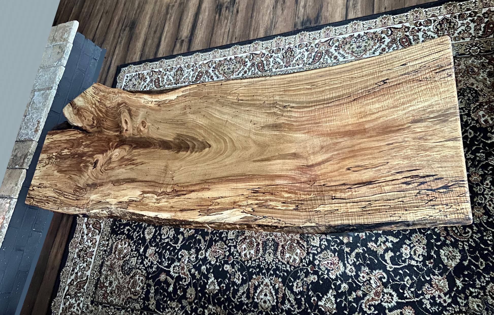 Amazing Curly Maple Live Edge Wood Coffee Table|Live Edge Spalted Maple Table|Large Maple Wood Coffee Table|Live Edge Rustic Coffee Table