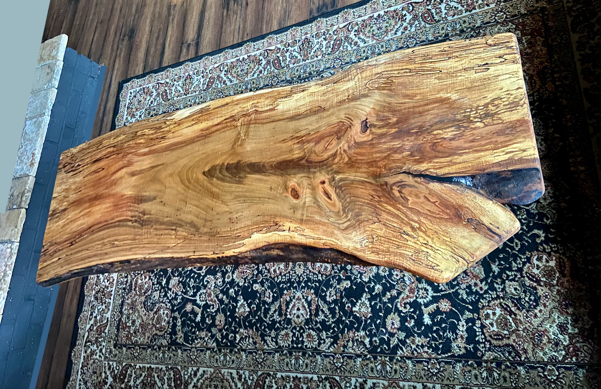 Amazing Curly Maple Live Edge Wood Coffee Table|Live Edge Spalted Maple Table|Large Maple Wood Coffee Table|Live Edge Rustic Coffee Table