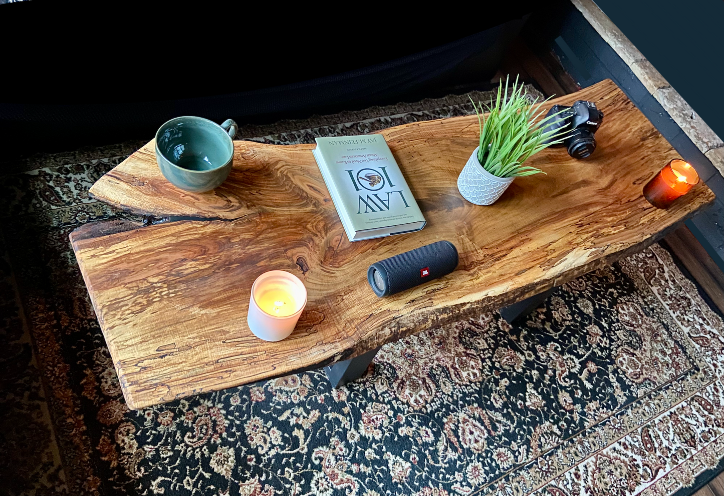 Amazing Curly Maple Live Edge Wood Coffee Table|Live Edge Spalted Maple Table|Large Maple Wood Coffee Table|Live Edge Rustic Coffee Table