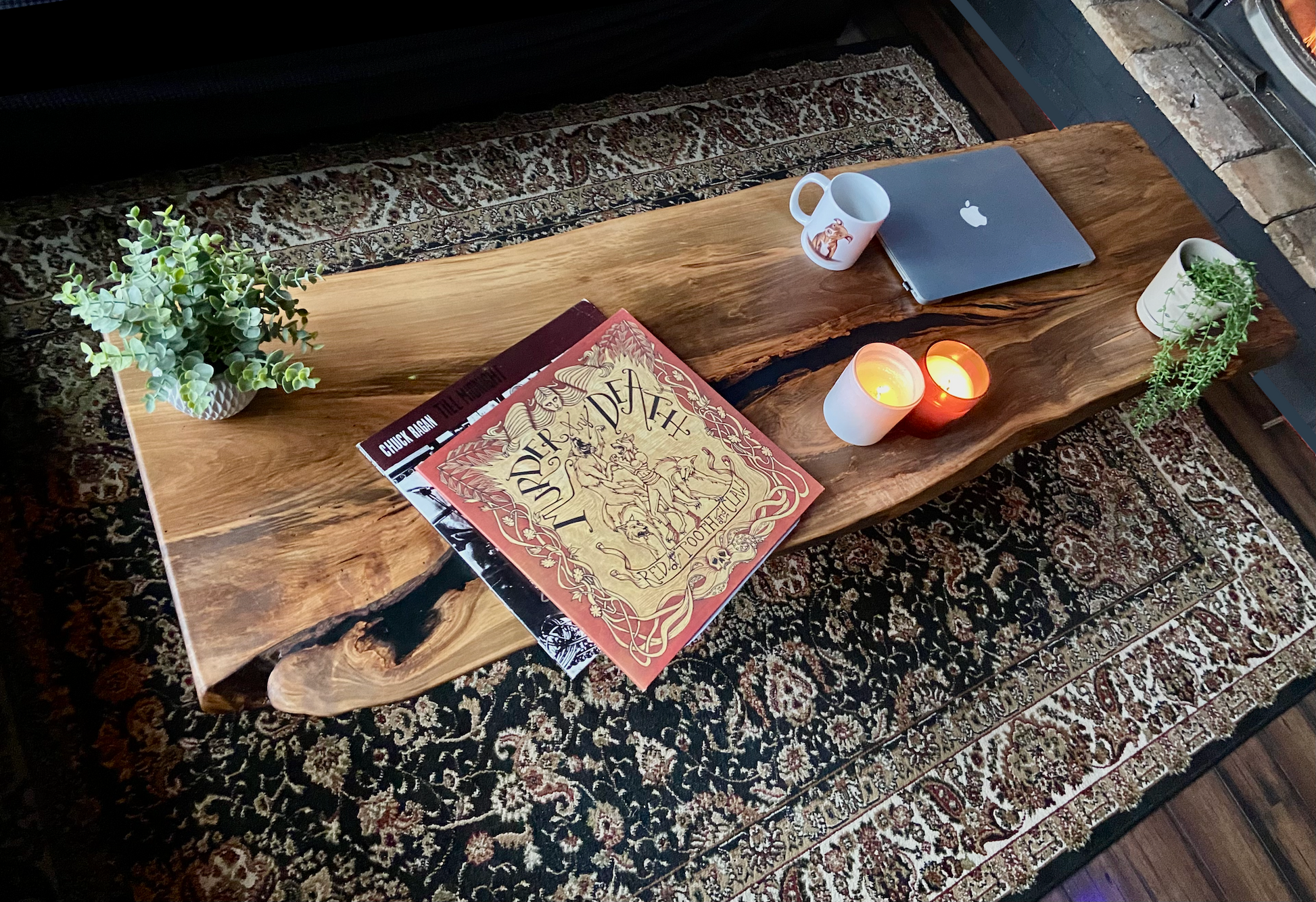 Live Edge Ambrosia Maple Coffee Table|Live Edge Wormy Maple Table|Rustic Maple Wood Display Table|Large Live Edge Wood Epoxy Coffee Table