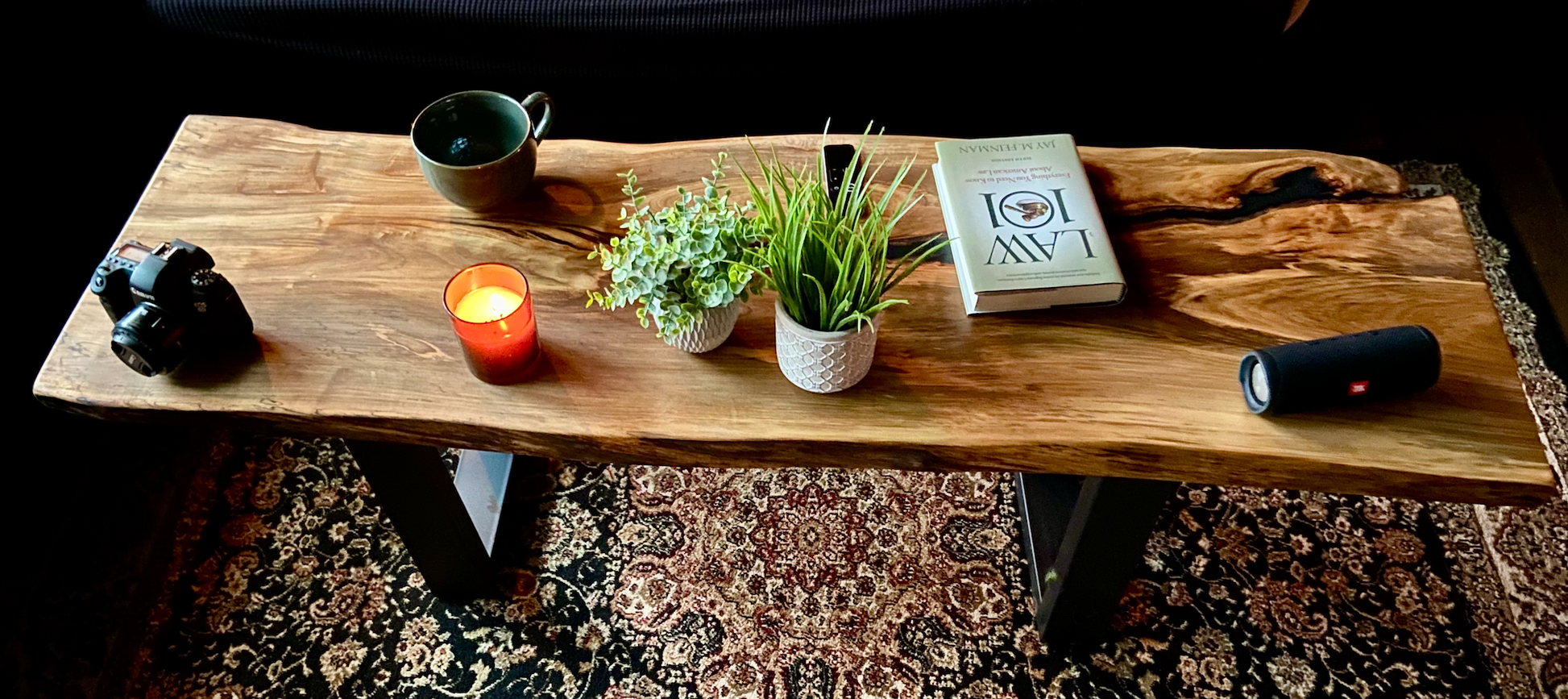 Live Edge Ambrosia Maple Coffee Table|Live Edge Wormy Maple Table|Rustic Maple Wood Display Table|Large Live Edge Wood Epoxy Coffee Table