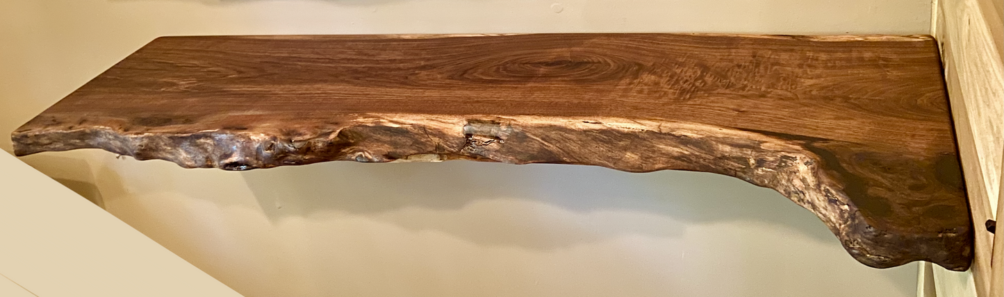 Live Edge Burly Walnut Floating Shelf