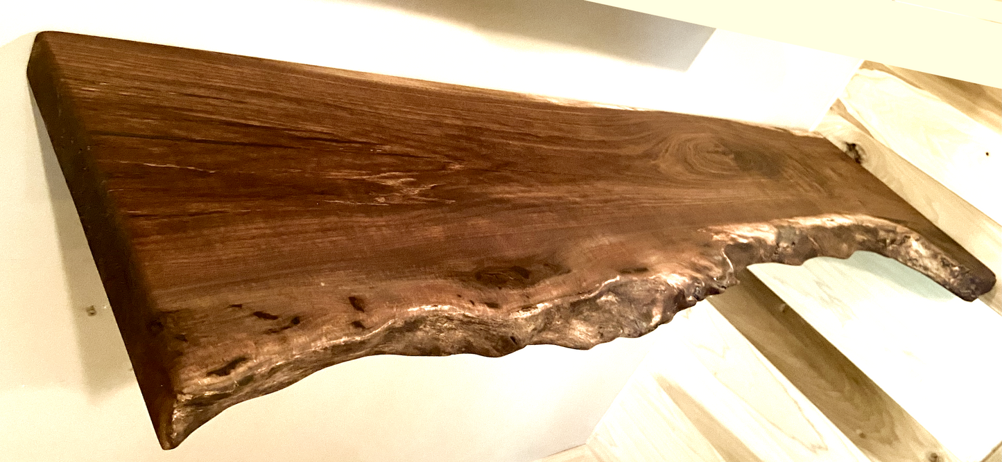 Live Edge Burly Walnut Floating Shelf