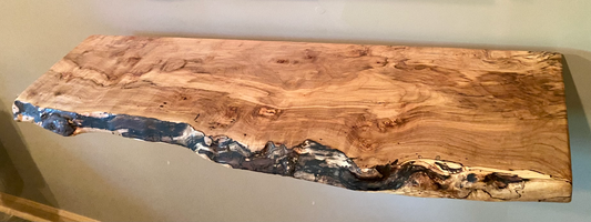 Customizable Live Edge Spalted Maple Floating Shelves, Wormy Maple Natural Edge Wood Shelf, Live Edge Ambrosia Maple, Live Edge Mantel