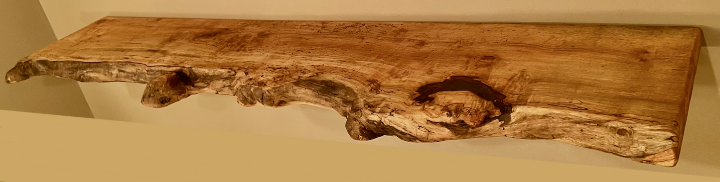 Set of Two, Custom Live Edge Burl Maple Shelves