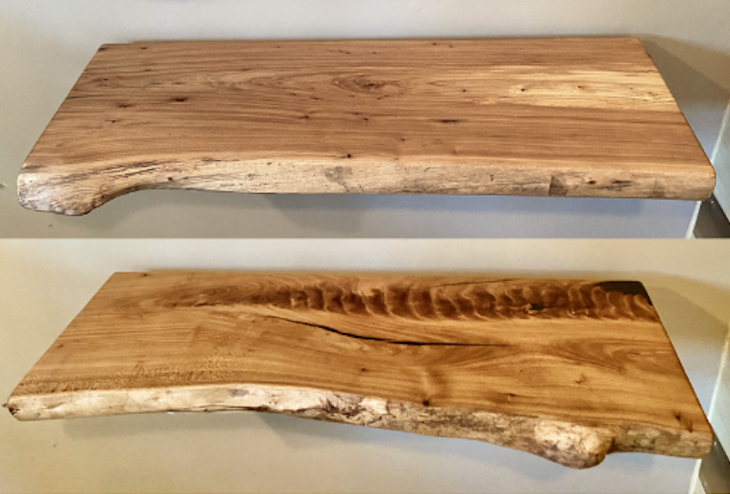 Set of 2 Live Edge English Chestnut Wood Floating Shelves|Live Edge Shelf|Live Edge Rustic Shelves|In Stock Live Edge Chestnut Shelves