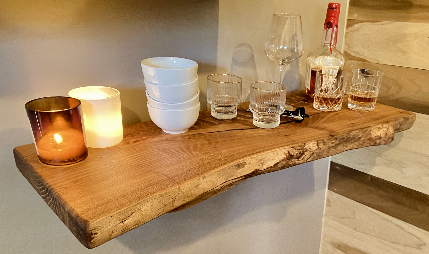 Set of 2 Live Edge English Chestnut Wood Floating Shelves|Live Edge Shelf|Live Edge Rustic Shelves|In Stock Live Edge Chestnut Shelves