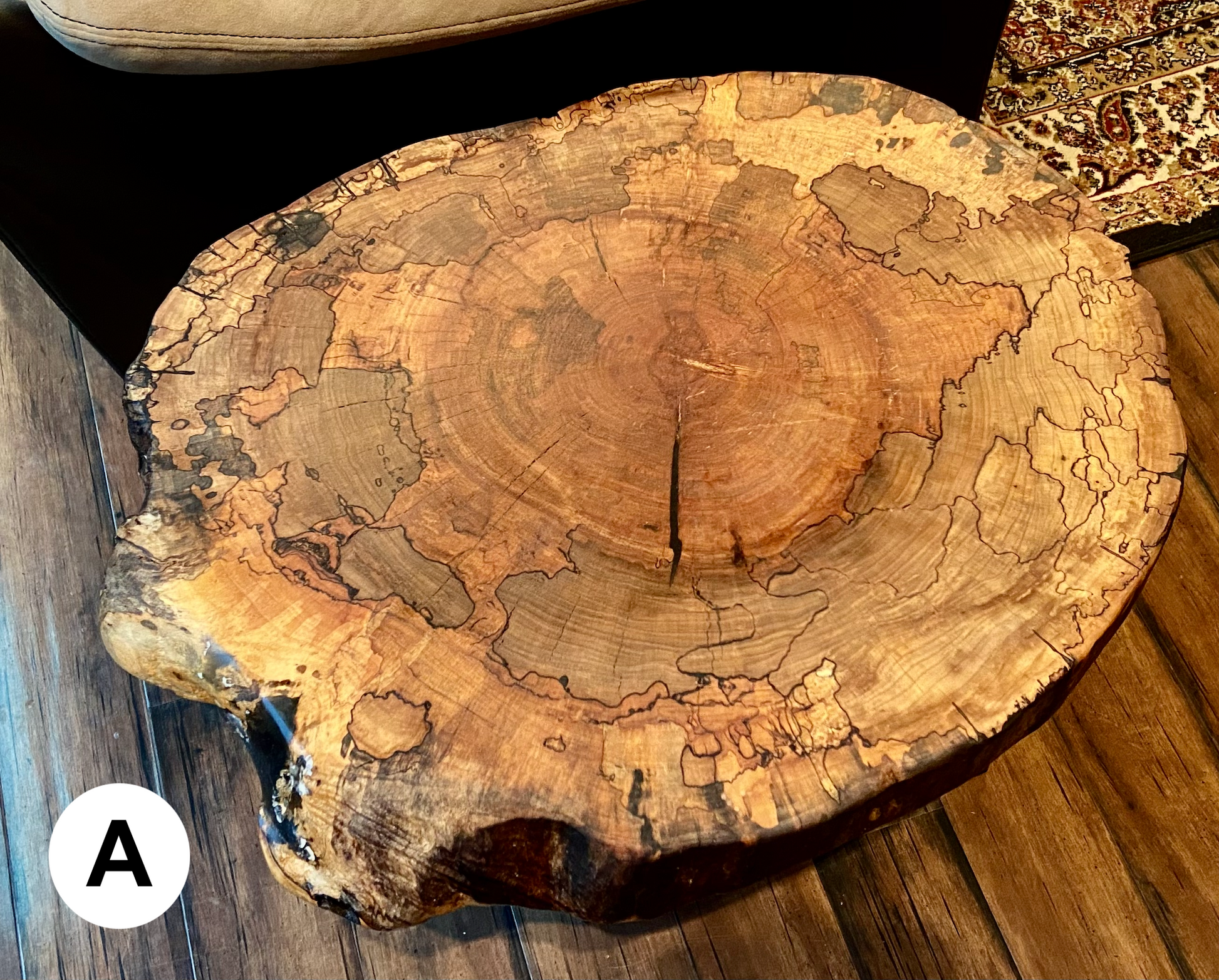Spalted Maple Burl Side Table- End Table- Live Edge- Modern