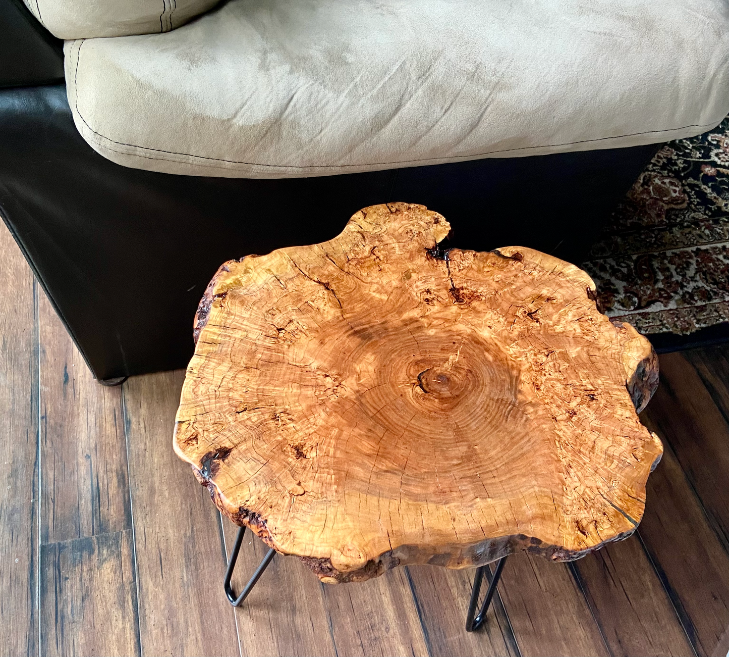 Live Edge Cherry Burl Wood Slice Side Tables,Live Edge End Tables,Live Edge Accent Tables,Matching Table Set,Live Edge Round Accent Tables