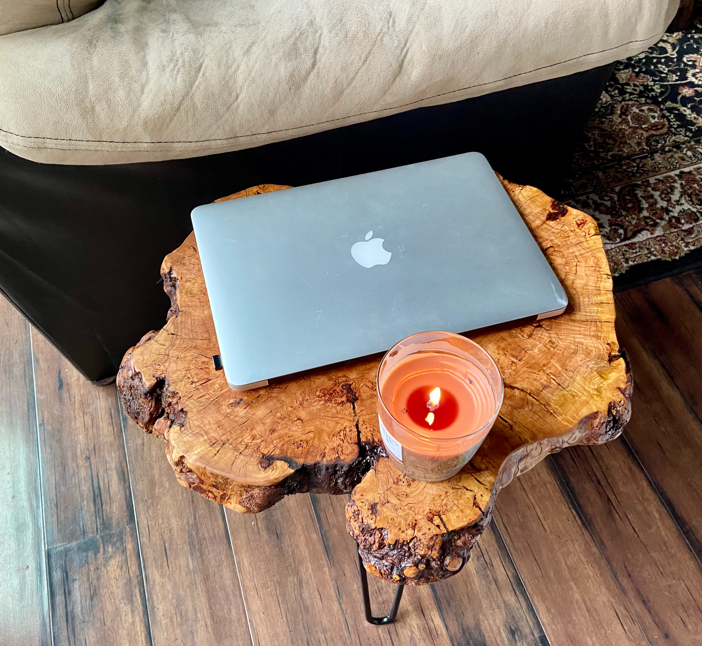 Live Edge Cherry Burl Wood Slice Side Tables,Live Edge End Tables,Live Edge Accent Tables,Matching Table Set,Live Edge Round Accent Tables