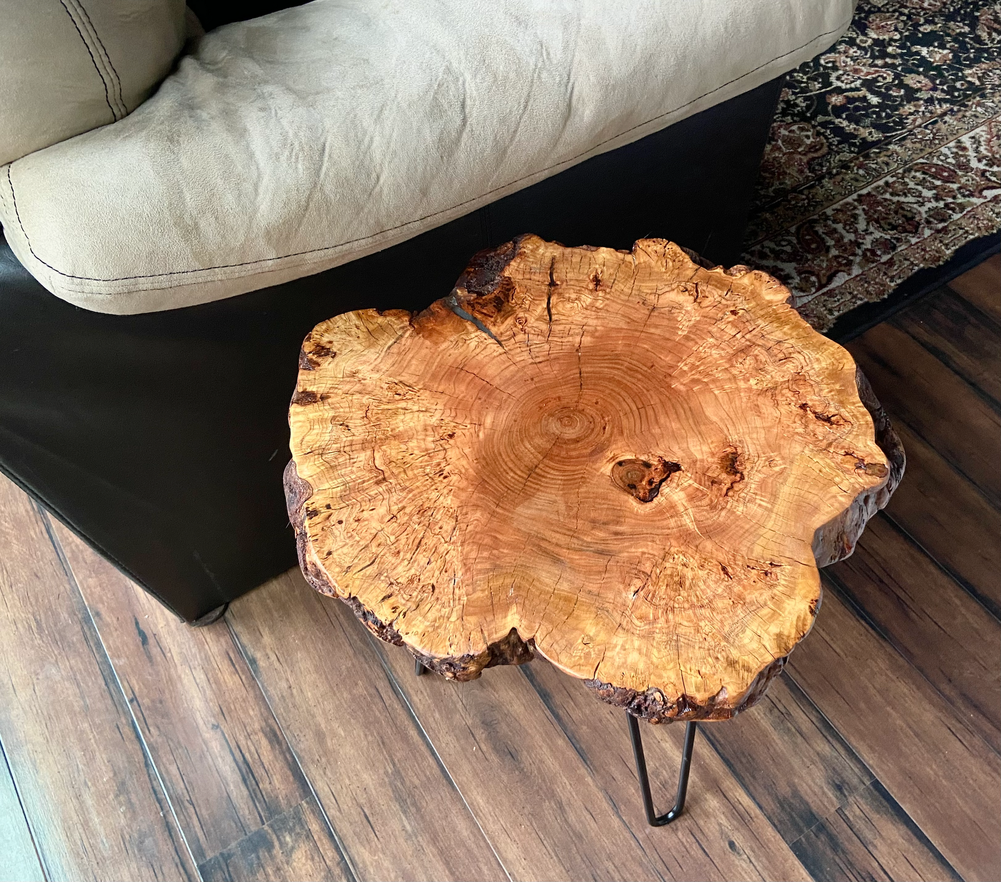 Live Edge Cherry Burl Wood Slice Side Tables,Live Edge End Tables,Live Edge Accent Tables,Matching Table Set,Live Edge Round Accent Tables