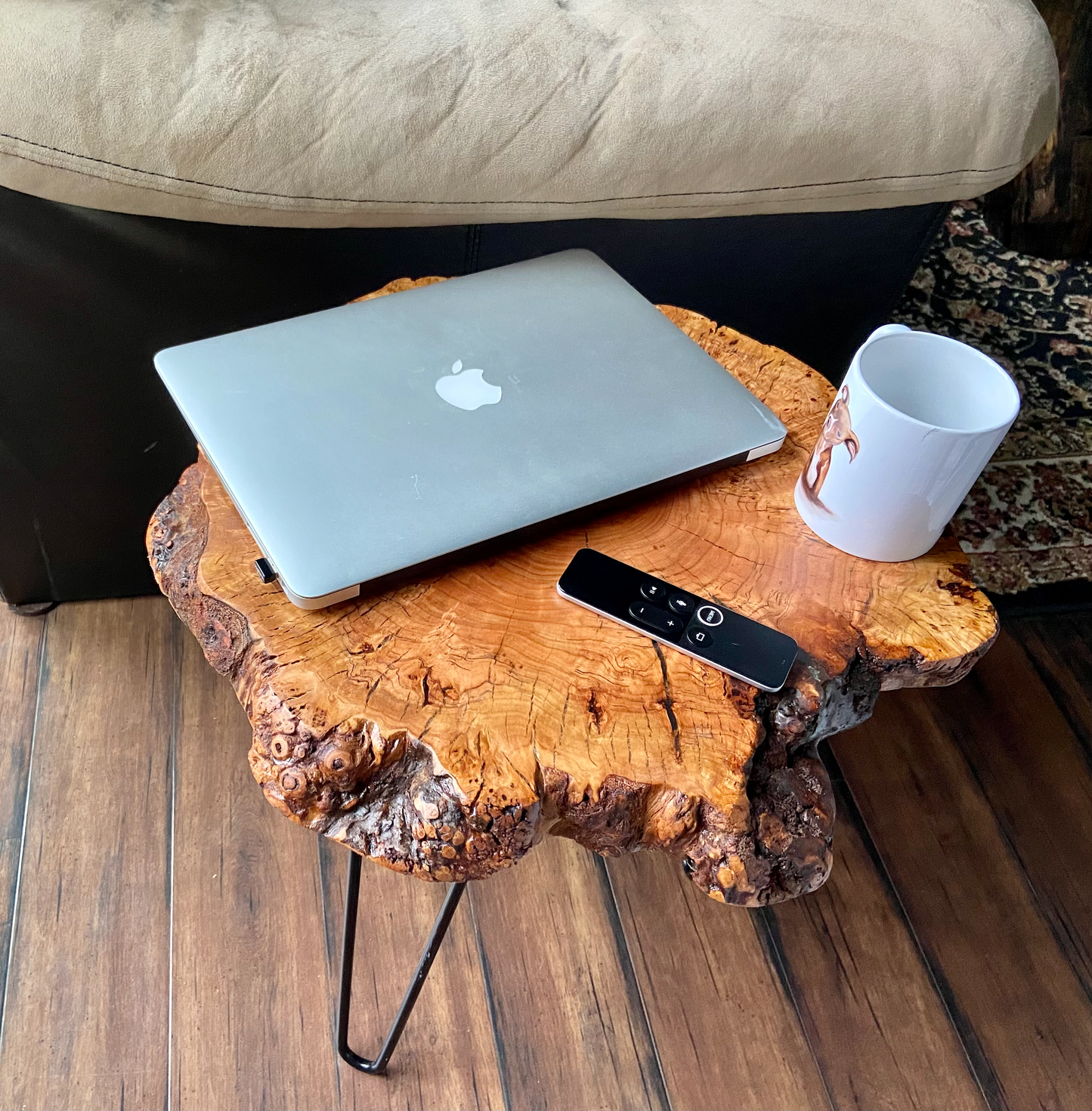 Live Edge Cherry Burl Wood Slice Side Tables,Live Edge End Tables,Live Edge Accent Tables,Matching Table Set,Live Edge Round Accent Tables