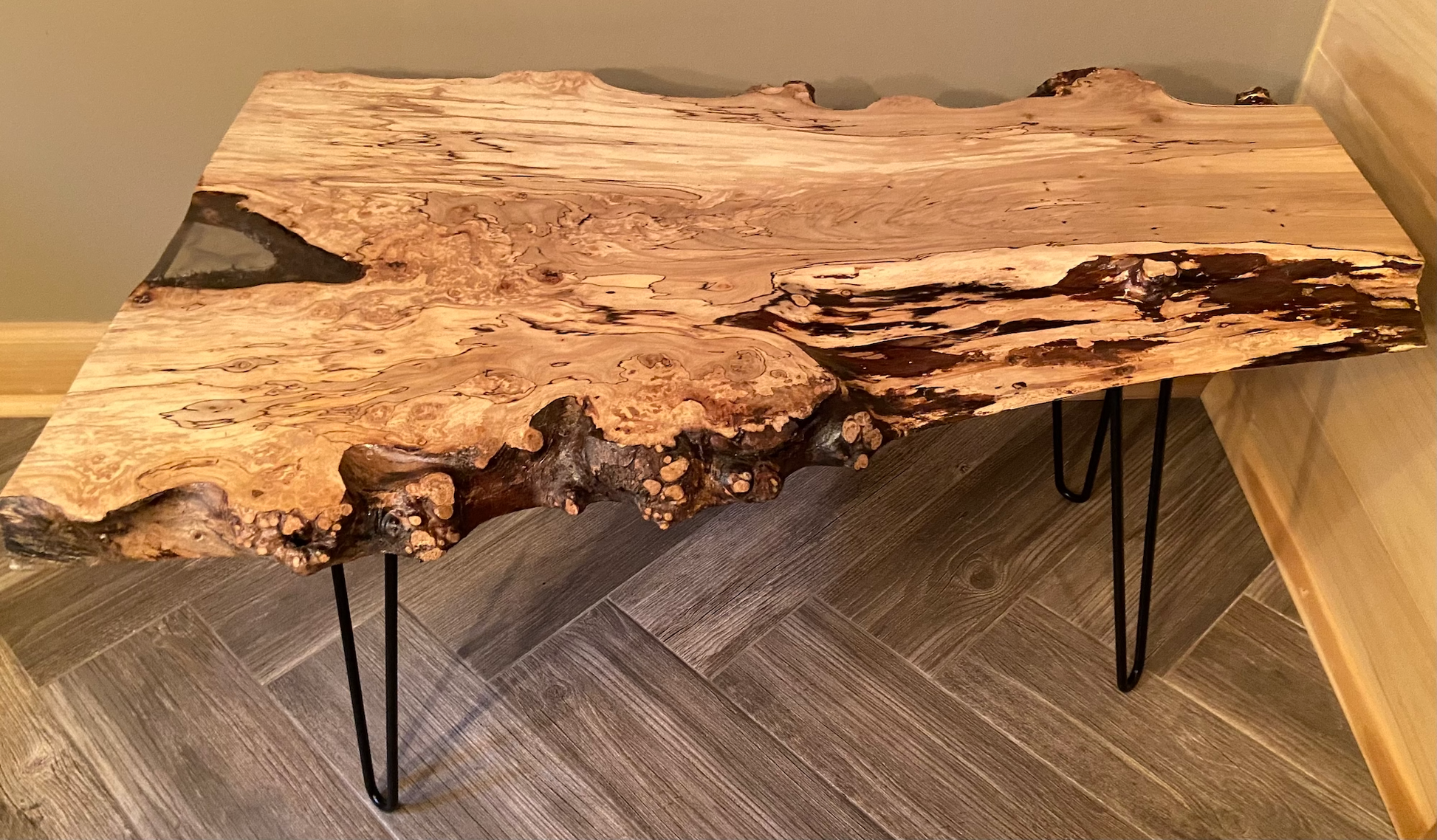 rustic rugged spalted maple live edge coffee table unique spalted maple coffee table spalted maple slab with burls