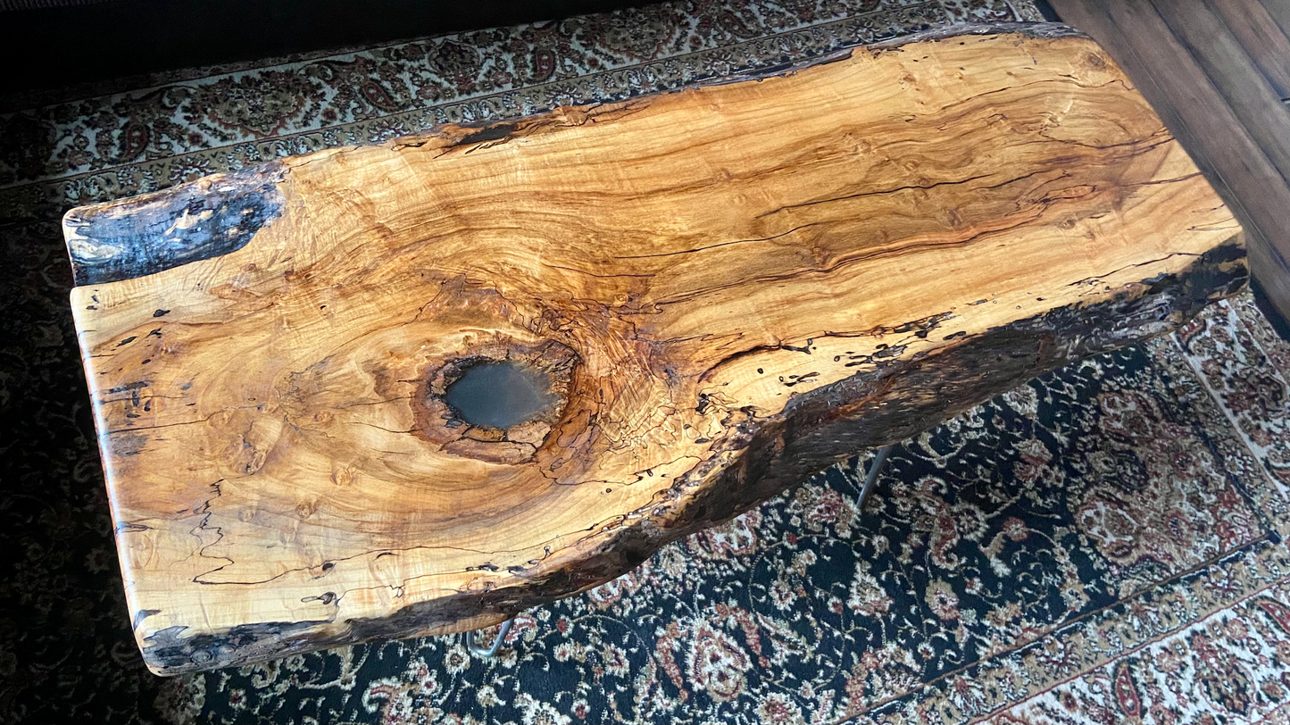 Gorgeous Live Edge Spalted and Wormy Maple Coffee Table